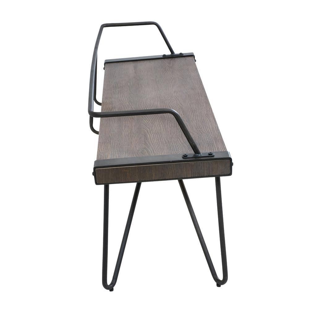 LumiSource Stefani Industrial Bench Antique Metal: Rectangle, Metal Frame, Seats 2, No Upholstery