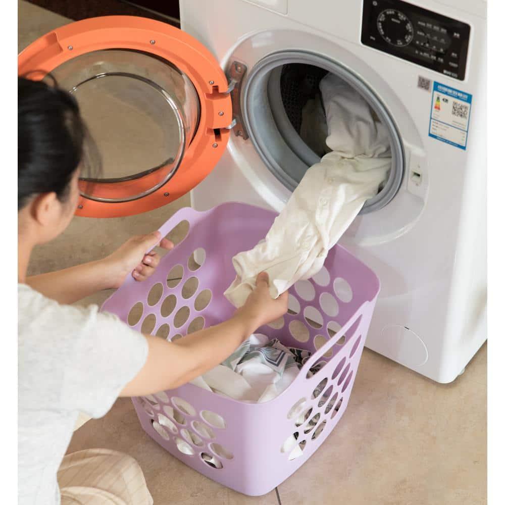 Rebrilliant Flexible Plastic Carry Laundry Basket Holder Square Storage Hamper with Side Handles