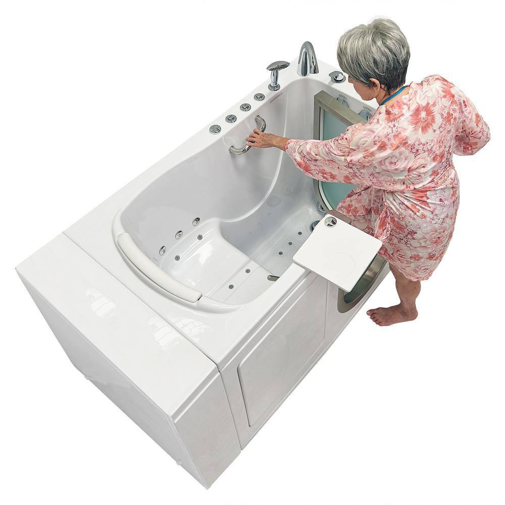 Ella Walk In Baths 931185P Royal 32"x52" Acrylic Air and Hydro Massage Walk-In Bathtub, 5 Piece Fast Fill Faucet, 2" Dual Drain