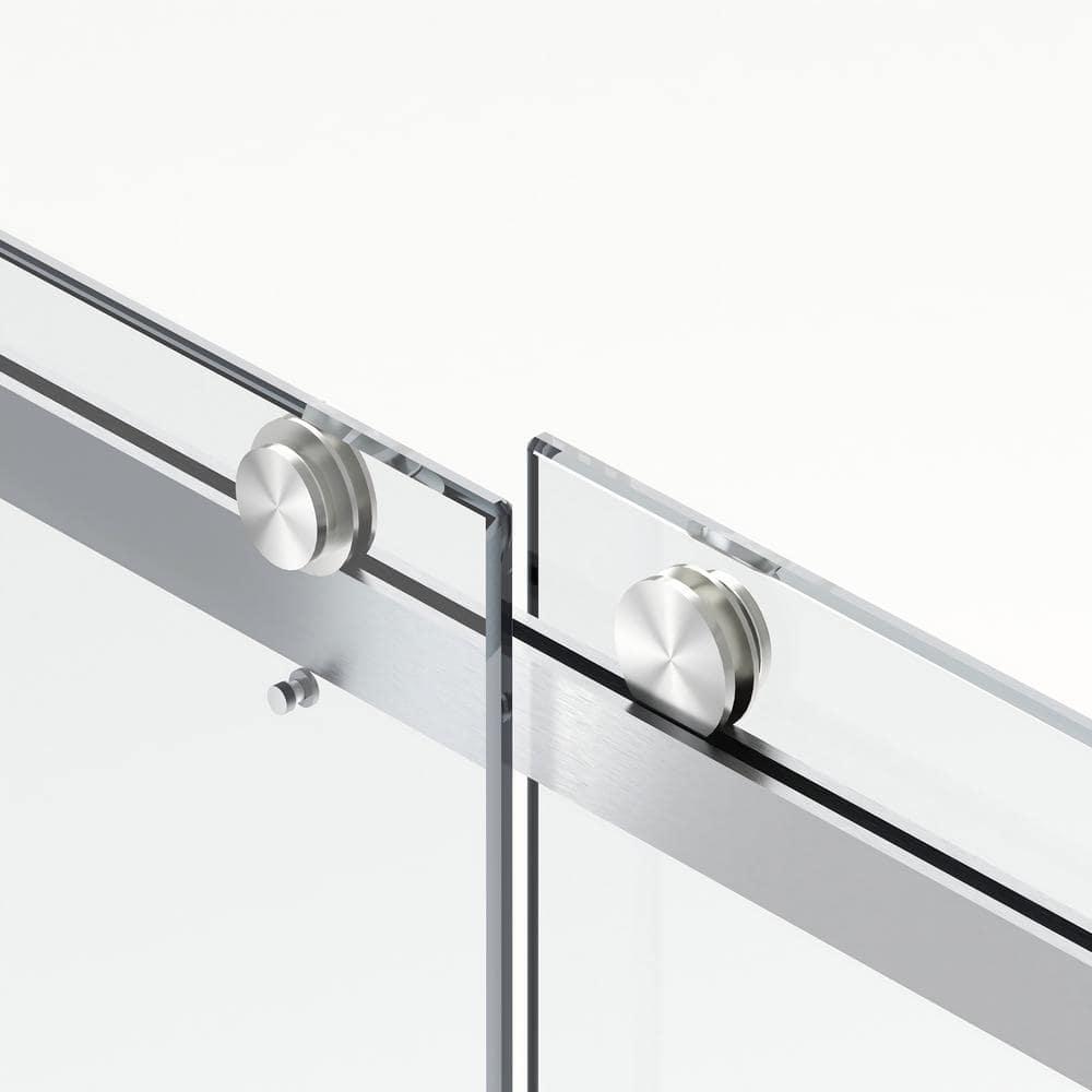 PET STOP LLC F5YDNC1F0736Q 60" Width x 76"Height Shower Doors with 3/8"(10mm) Clear Tempered Glass