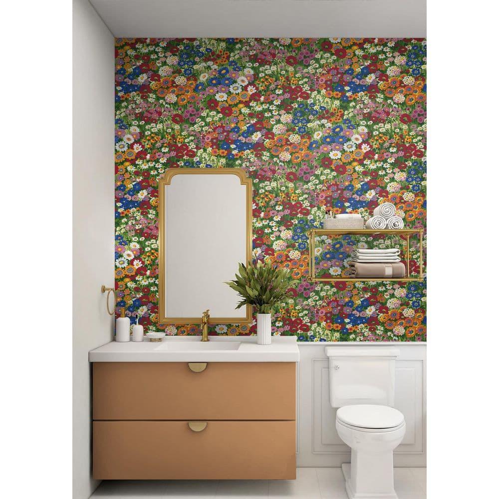 NextWall Floral Meadow Peel and Stick Wallpaper: Self-Adhesive Vinyl, Botanical Pattern, Smooth Finish, 30.75 Sq Ft Coverage