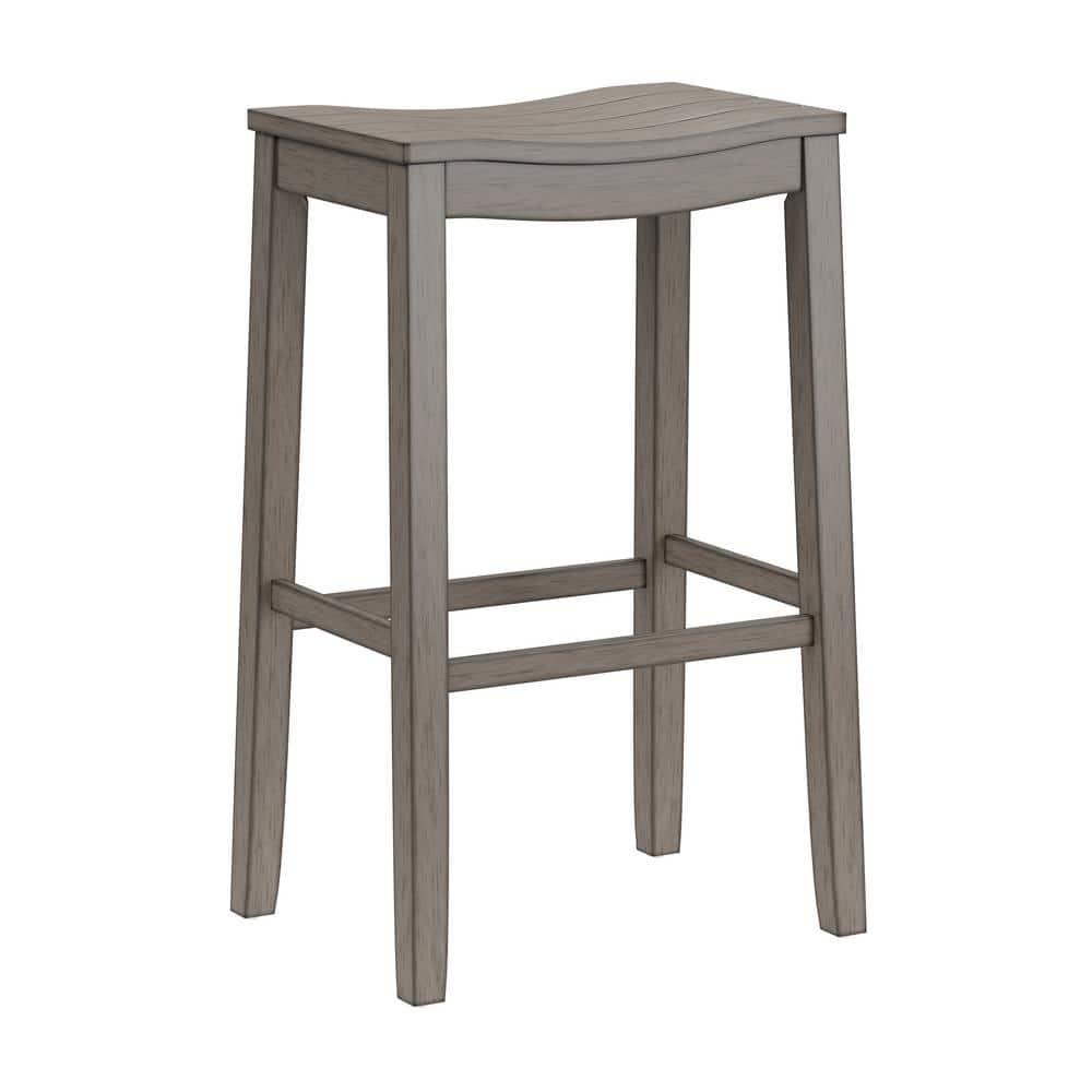 Fiddler Backless 30" NonSwivel Barstool Aged Gray: Coastal Charm, Wood Legs - Hillsdale Furniture