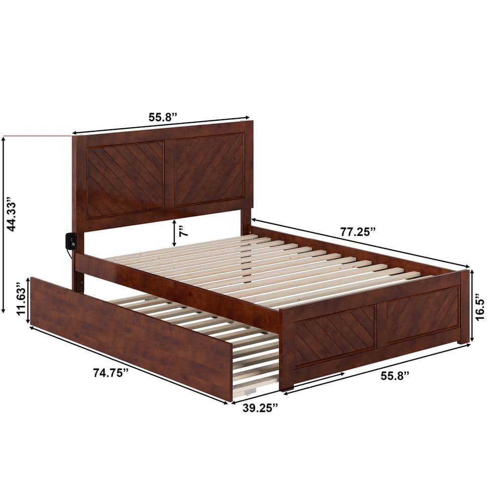 AFI Canyon Walnut Solid Wood Platform Bed with Matching Footboard & Twin Trundle, Full