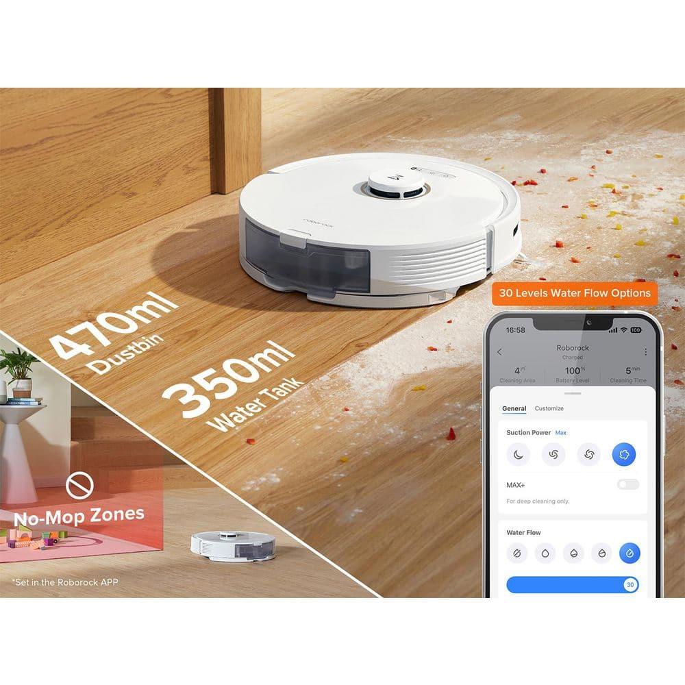 Q8 Max Robotic Vacuum White: Roborock, Cordless, Smart Mapping, App Controlled, Tangle-Free, Multi-Surface, 1-Year Warranty