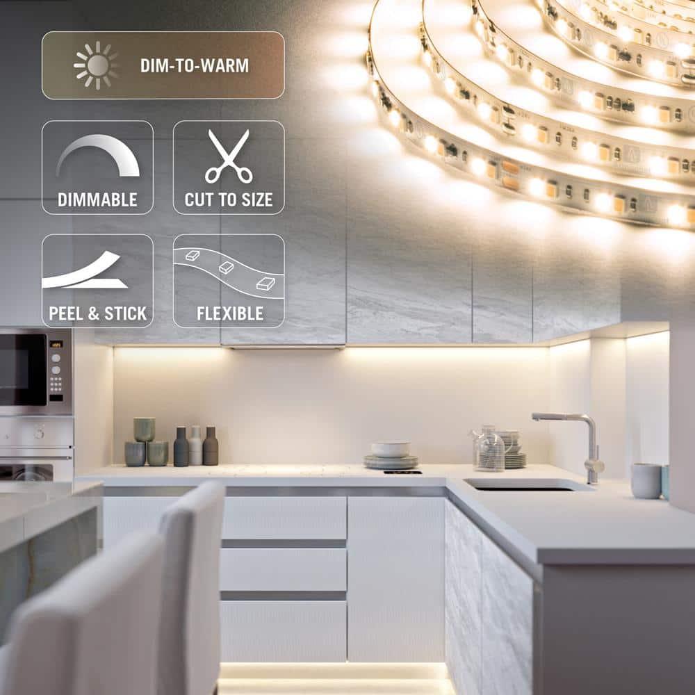RibbonFlex Pro Dim-to-Warm, 24V, 1800K-3000K, 60+60LEDs/M, IP20, 2.5M Under Cabinet Strip Light