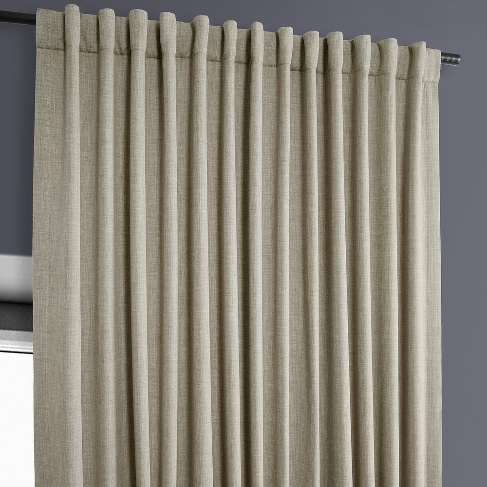 Oatmeal Faux Linen Extra Wide Room Darkening Curtain (1 Panel), Oatmeal, 100W X 108L