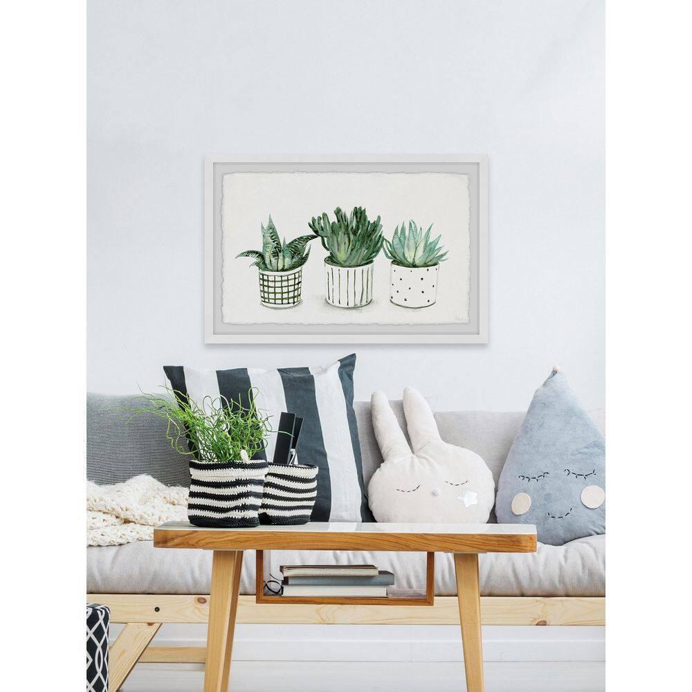 Parvez Taj Green Patterned Pots Framed Wall Art