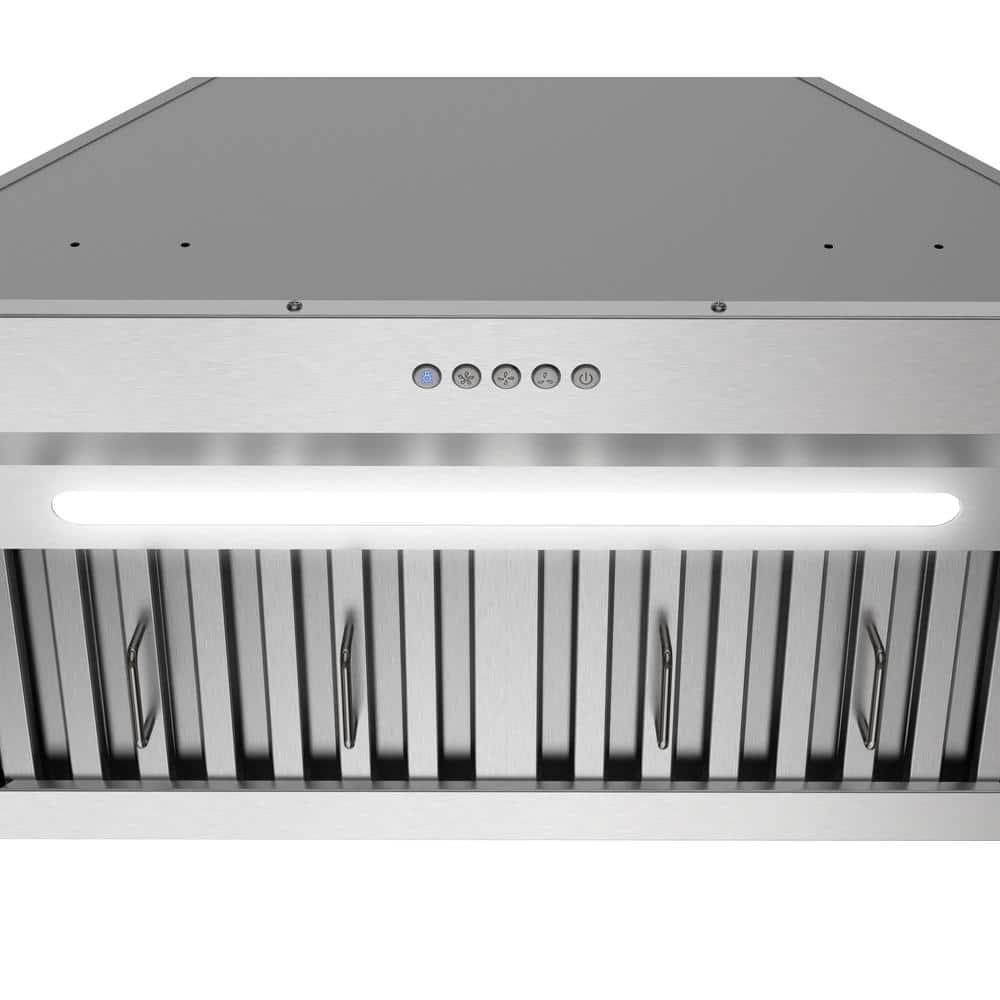 Streamline Bath Streamline 28 In. T-4267-1-CL Belsito Convertible Insert 350 CFM Range Hood In Brushed Stainless Steel With Baffle Filters, Electronic Button Control, LED Light T-4267-1-CL