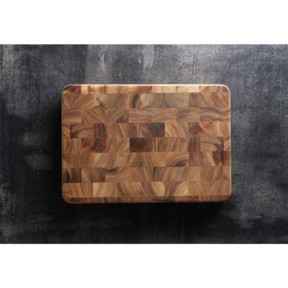 Ironwood Gourmet Union Stock Yard End Grain Butcher Block, Acacia Wood, 14" x 20" x 3"