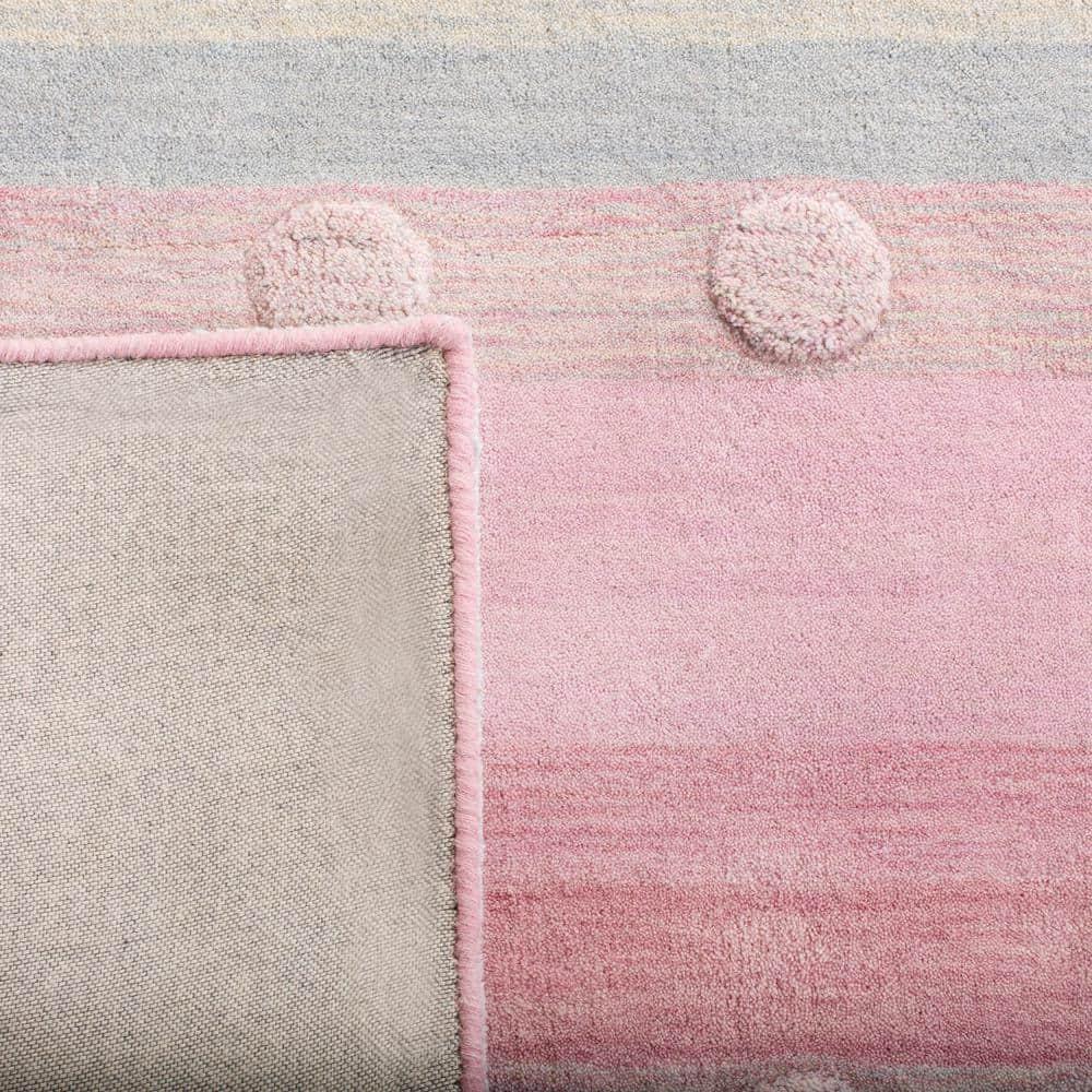 SAFAVIEH Kids Jayde Geometric Striped Wool Area Rug, Light Blue/Pink, 6' x 9'