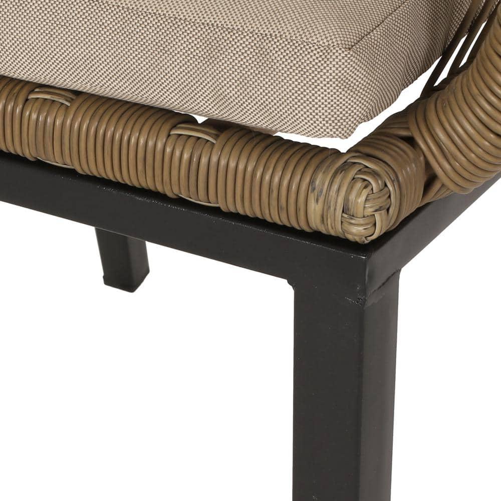 2pk Russel Outdoor Wicker Dining Chairs with Cushions Light Brown/Beige - Christopher Knight Home: Weather-Resistant Iron Frame