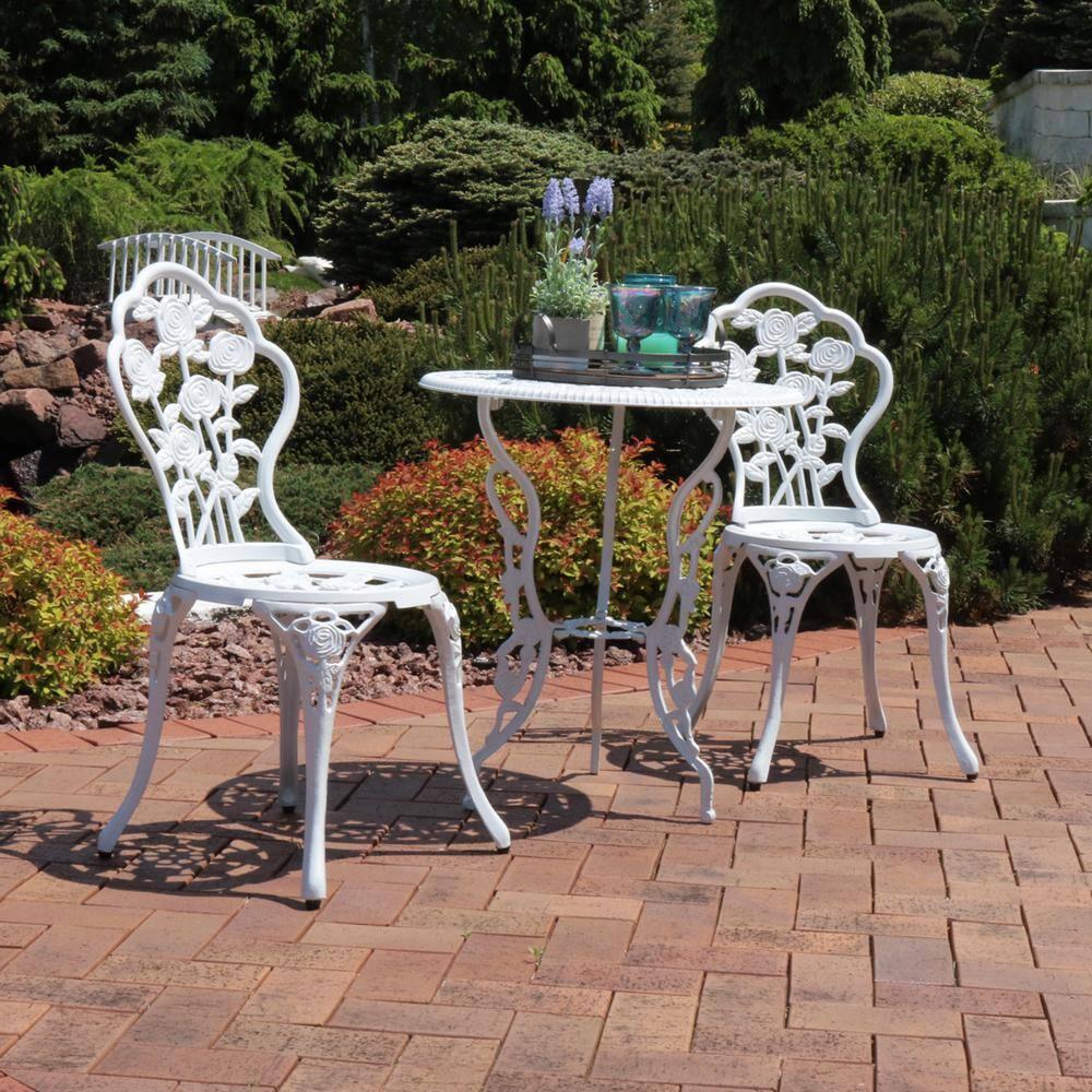 SunnyDaze Decor 2 - Person Metal Patio Dining Set with Round Table