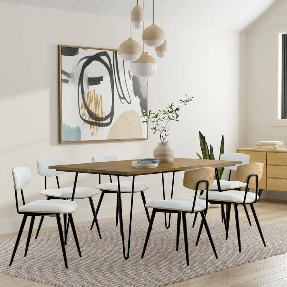 Hunter 66"W Solid Mango Wood Dining Table, Industrial Style with Hairpin Legs, Seats 6