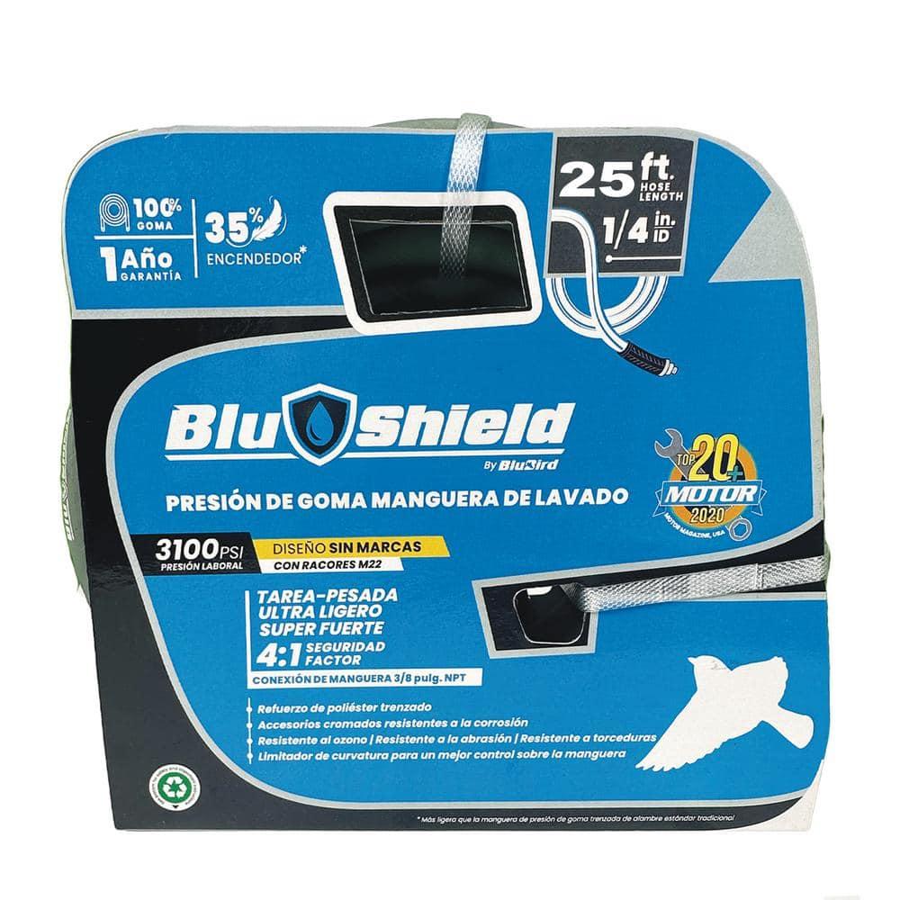 BluShield 1/4" Gray Polyester Braided Rubber Pressure Washer Hose, 25 ft