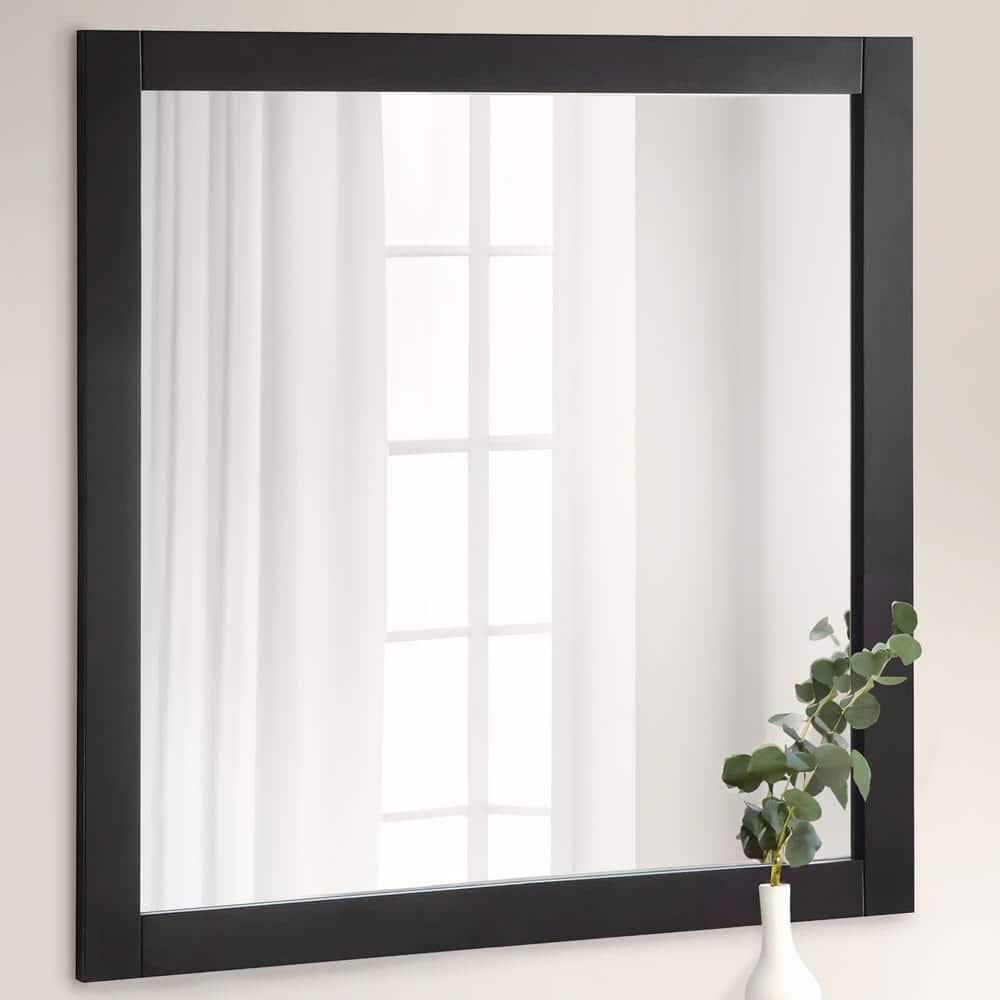 Shorewood Square Bathroom Mirror, 30" H x 30" L, Soft Matte Black, Solid Wood Framed, Decorative Vanity or Entryway Accent – Design House, 589655