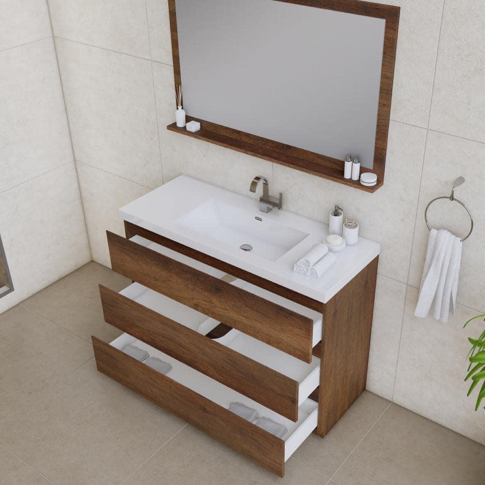 Alya Bath Paterno 48" Modern Wood Freestanding Bathroom Vanity in Rosewood Brown