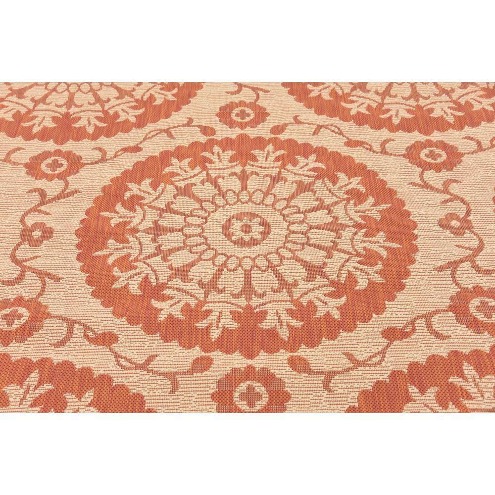 Unique Loom Alfombra de Área de Colección Botánica para Exteriores - Medallón (6' 1" Cuadrado Terracota/beige)