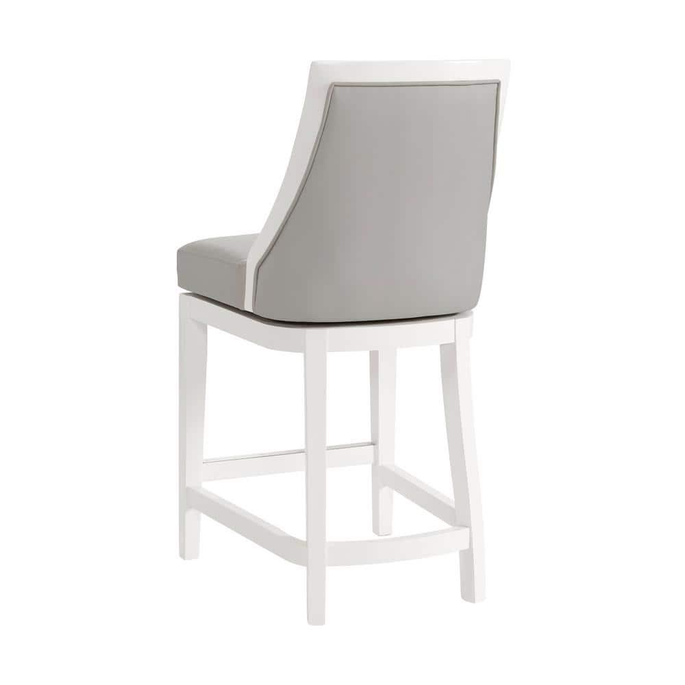 Alaterre Ellie 19" Wide Solid Rubber Wood Frame Linen Fabric Counter Height Swivel Stool With Back
