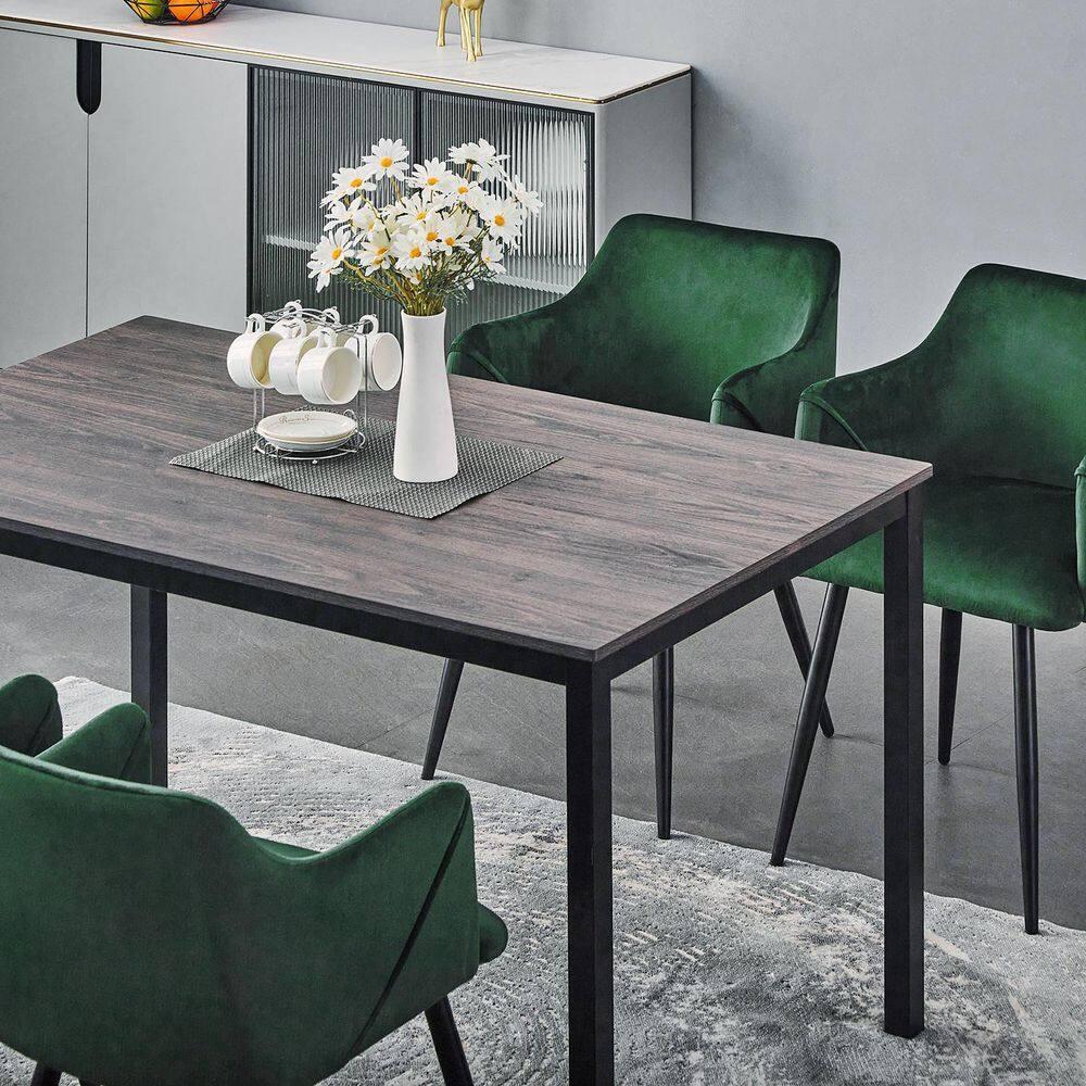 Homycasa 55 IN Dining Table Wood Top in Marble White Gold Legs