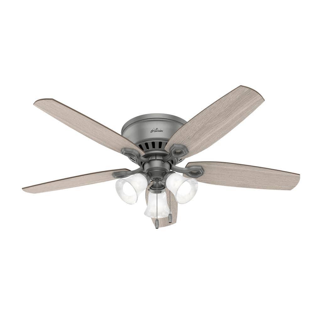 Builder Low Profile 52" 5 - Blade Flush Mount Ceiling Fan with Lights and Pull Chains