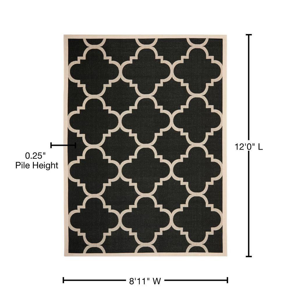 Courtyard CY6243 Power Loomed Indoor and Outdoor Area Rug - Black/Beige - 9'x12' - Safavieh