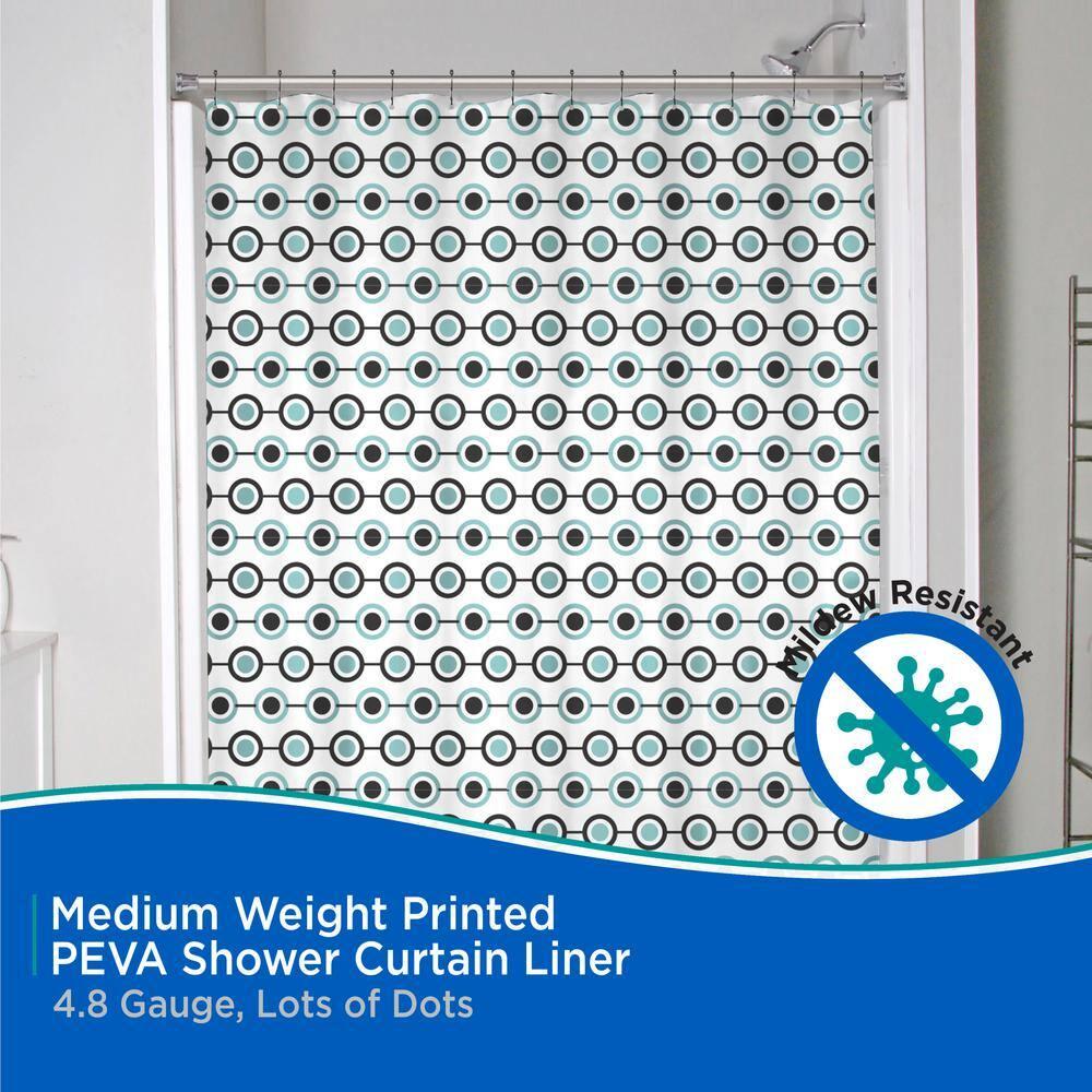 Kenney® Medium Weight Decorative PEVA Shower Curtain Liner, 70" W x 72" H, Lots of Dots