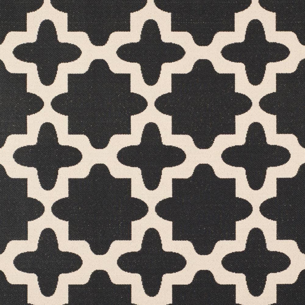Courtyard CY6913 Power Loomed Indoor and Outdoor Area Rug - Black/Beige - 4'x4' - Safavieh