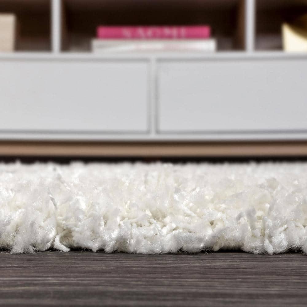 5'x8' Mercer Shag Plush Tassel Moroccan Geometric Trellis Area Rug, Cream/Grey - JONATHAN Y