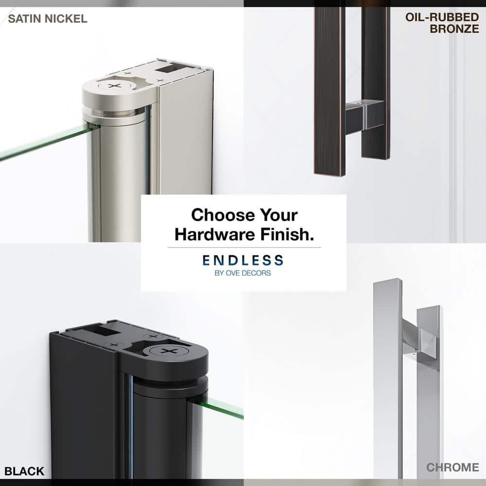 Endless Pasadena 40" W x 72" H Corner Frameless Shower Kit, Door, Panel, Base, Shelves