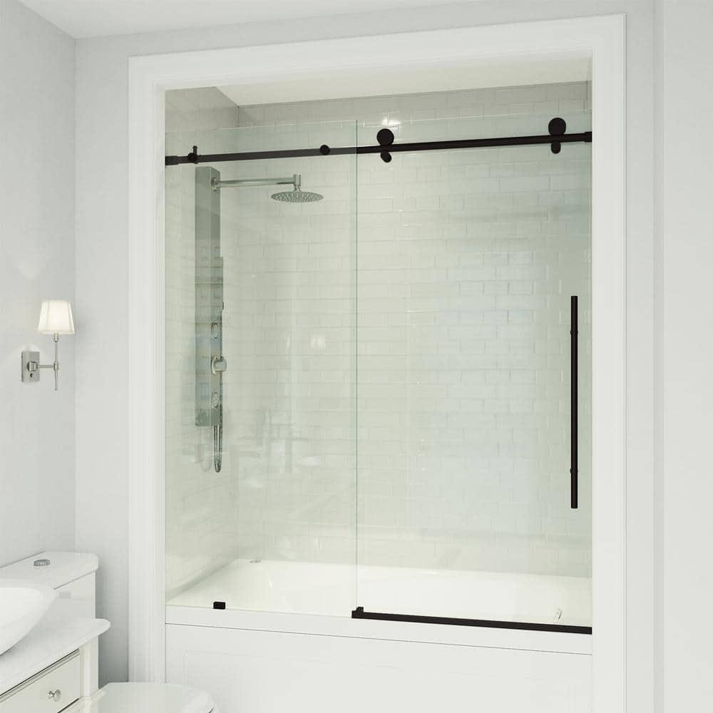 Elan E-Class 56-60" W x 66" H Sliding Frameless Tub Door with 3/8" Clear Glass