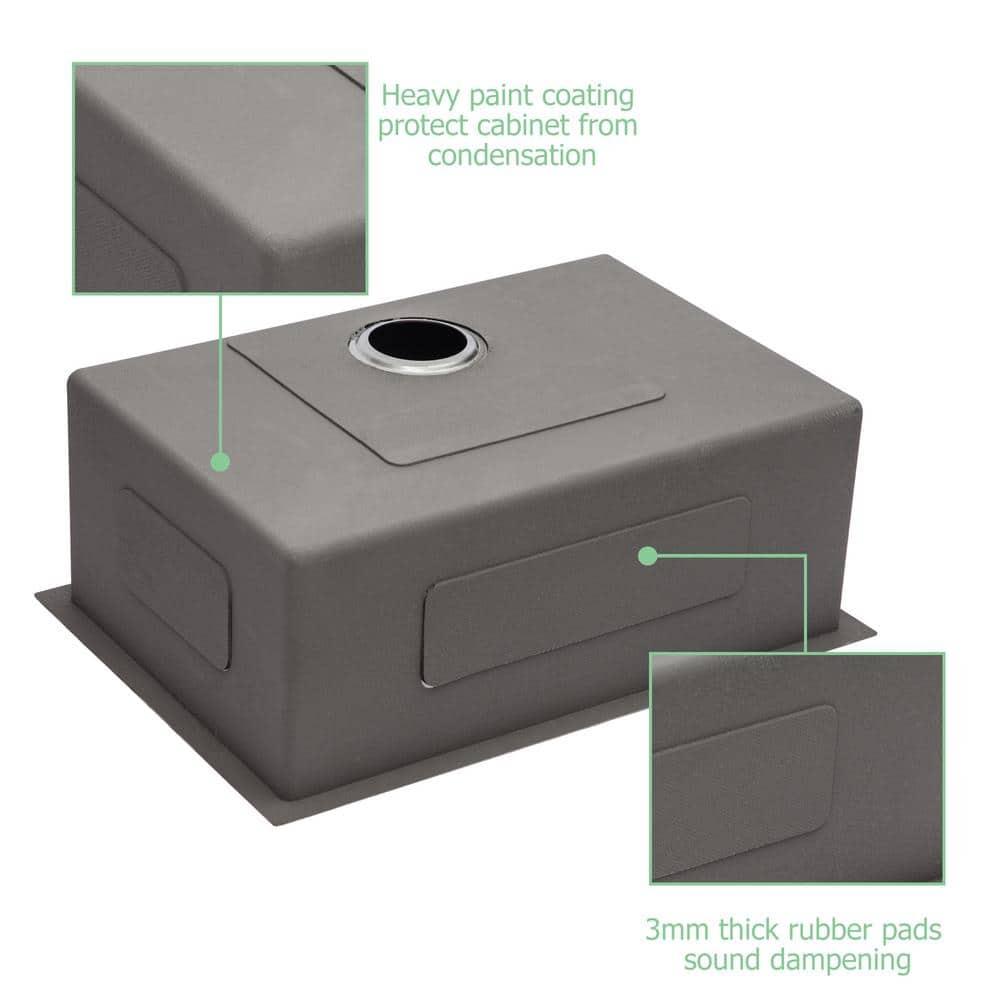 Sarlai 28'' L x 18" W Undermount Single Bowl Stainless Steel Kitchen Sink with Sink Grid and Basket Strainer SU2818R