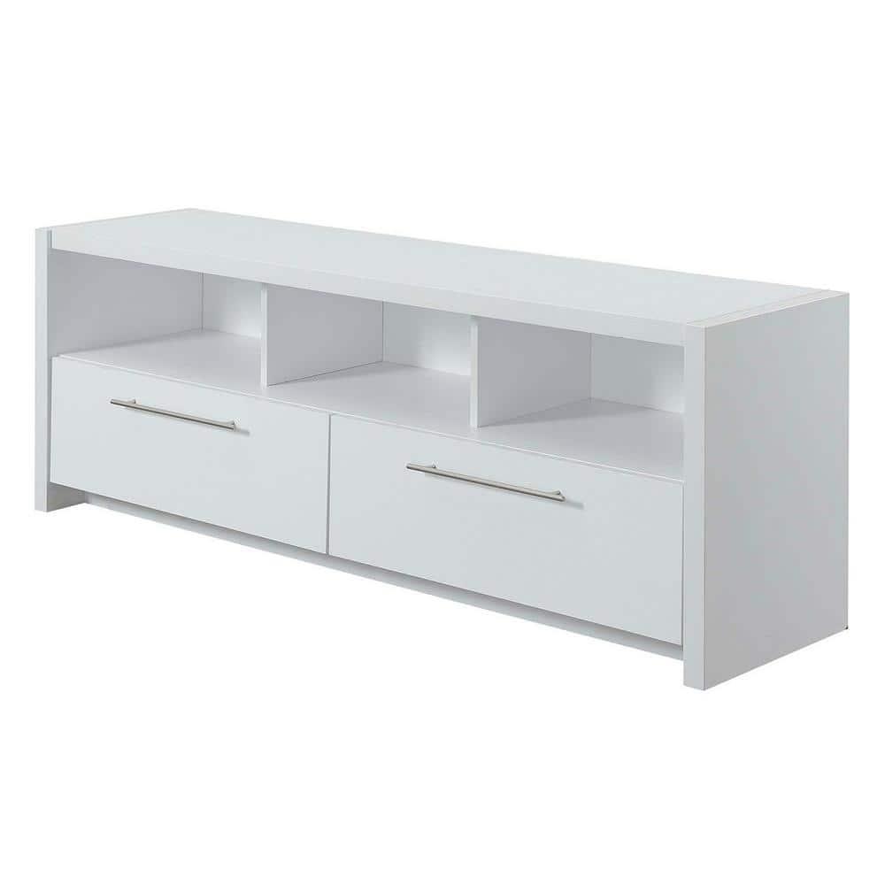 Convenience Concepts Newport Marbella 60 inch TV Stand with Cabinets and Shelves, White
