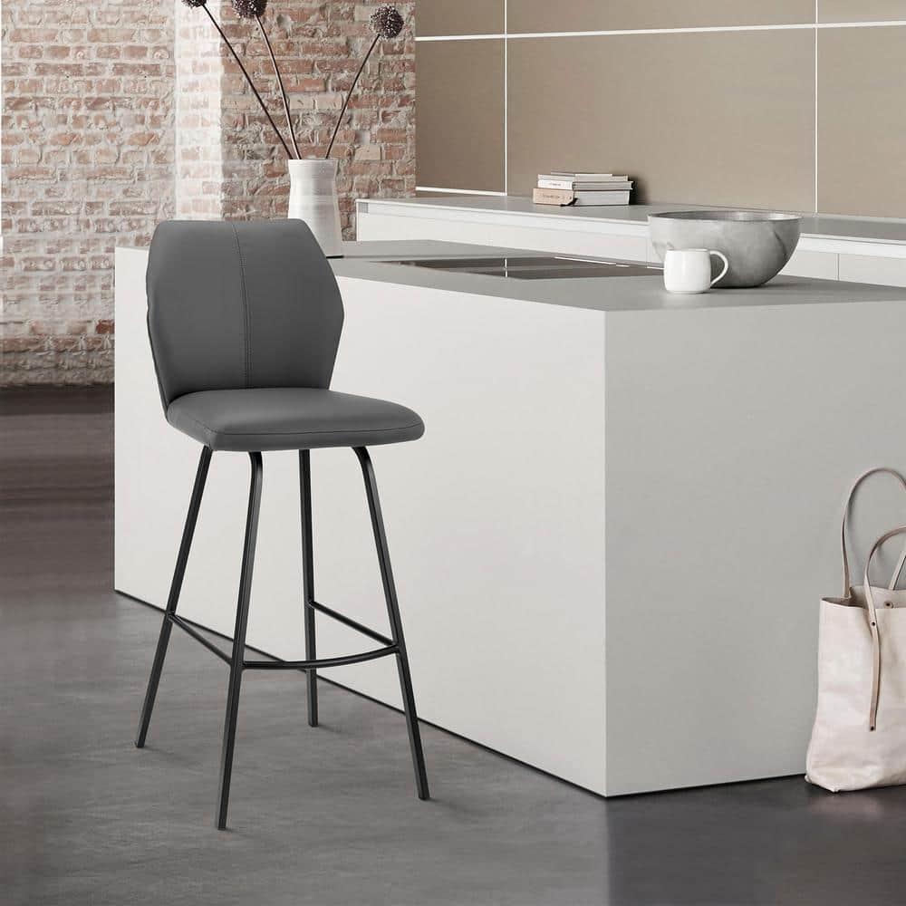 Armen Living Indoor Tahiti 30" Barstool in Auburn Bay finish with Brown Pu upholstery