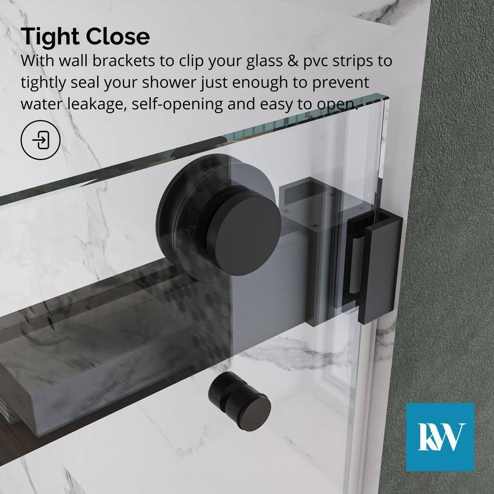 KOBIWORKS Kw03 60 In. W X 76 In. H Single Sliding Frameless Shower Door With 3/8 In. Clear Glass KW036076BL