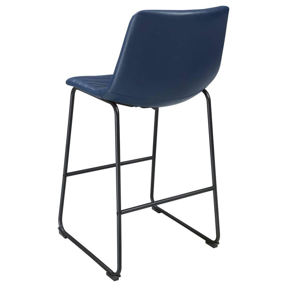 Coaster Zuni Rustic Faux Leather Upholstered Bar Chair in Blue