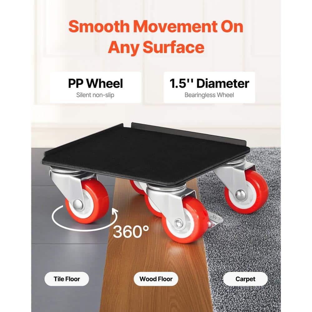 VEVOR Furniture Dolly, Maximum Load 1200 lbs, Heavy Duty Furniture Movers with 5 360° Rotation Wheels, Carbon Steel Panel, Furniture Lift Slider Tool Set for Appliances, Sofa, Fridge, Washing Machine