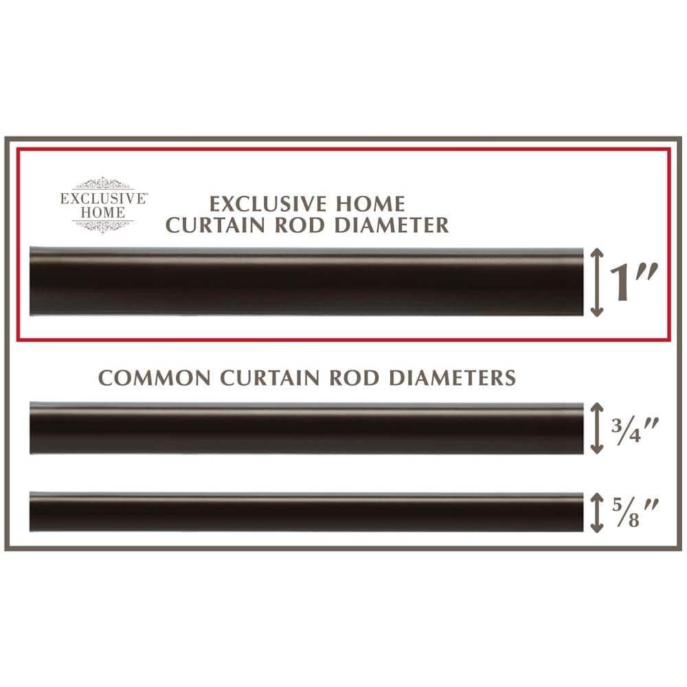 Exclusive Home 36"-72" Ogee Curtain Rod - Matte Bronze: Adjustable Iron Rod, Cage Finial, 25 lb Capacity