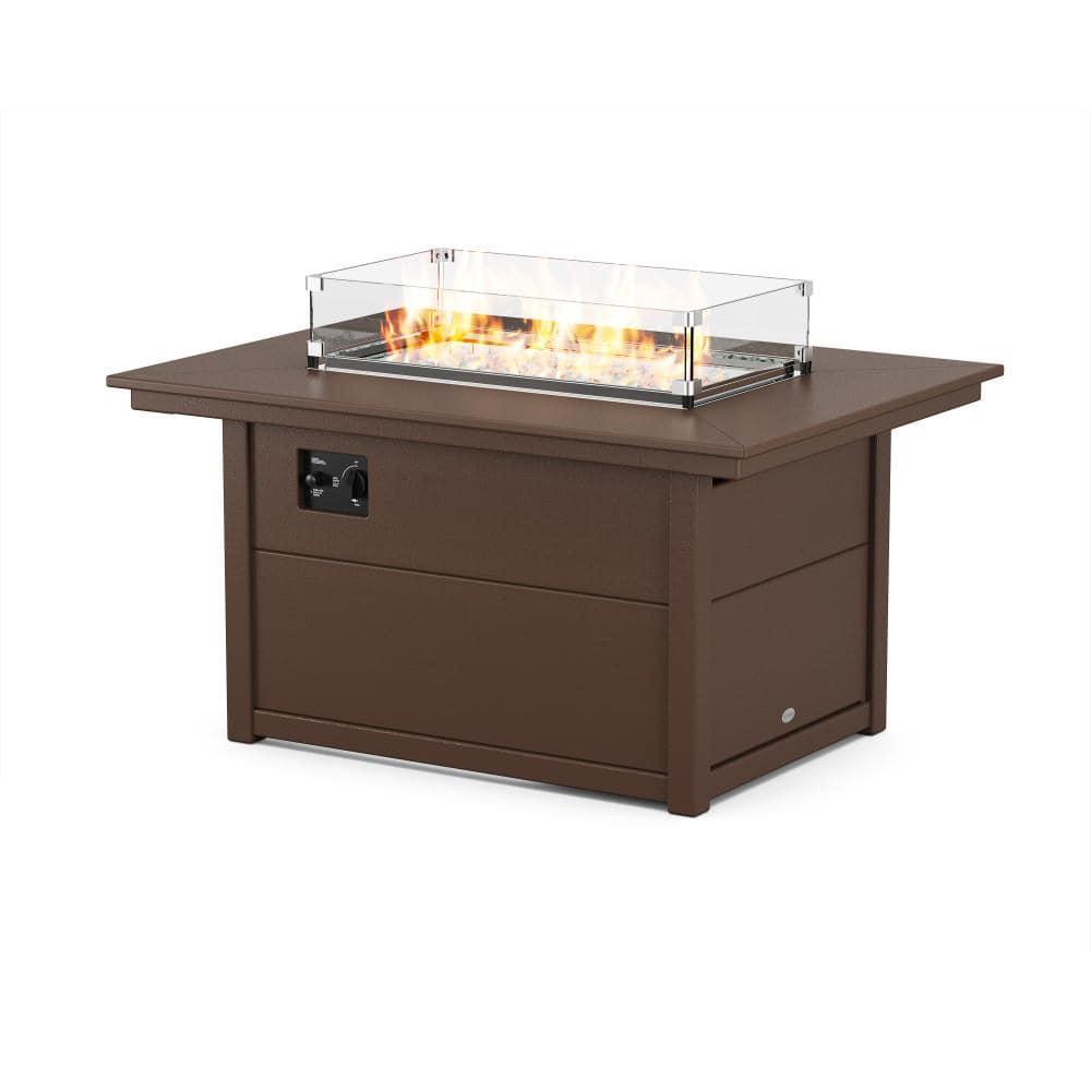 Rectangle Polyresin Smokeless Fire Pit Table with Hidden Fuel Tank