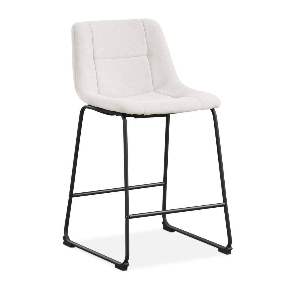 Furniture of America Perri Modern Chenille Counter Height Dining Chairs, White (Set of 2)