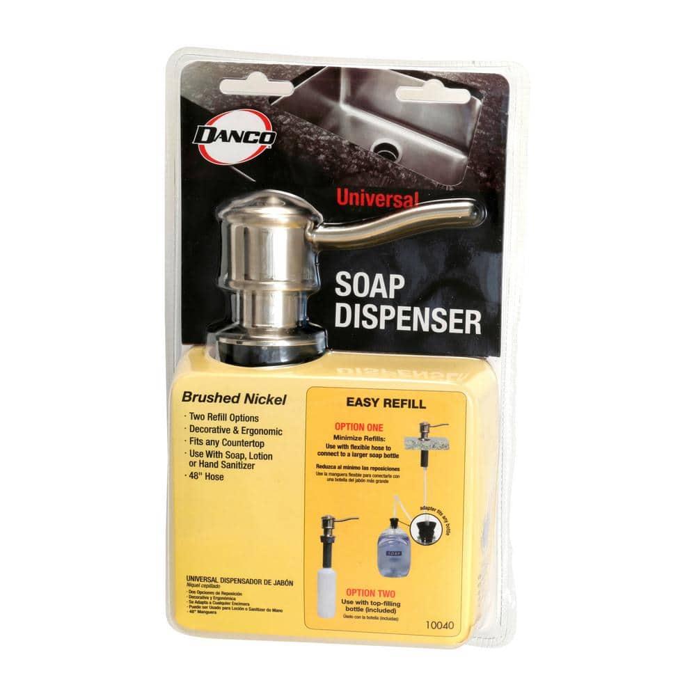 DANCO Universal Soap Dispenser With Curved Nozzle in Brushed Nickel (10040)