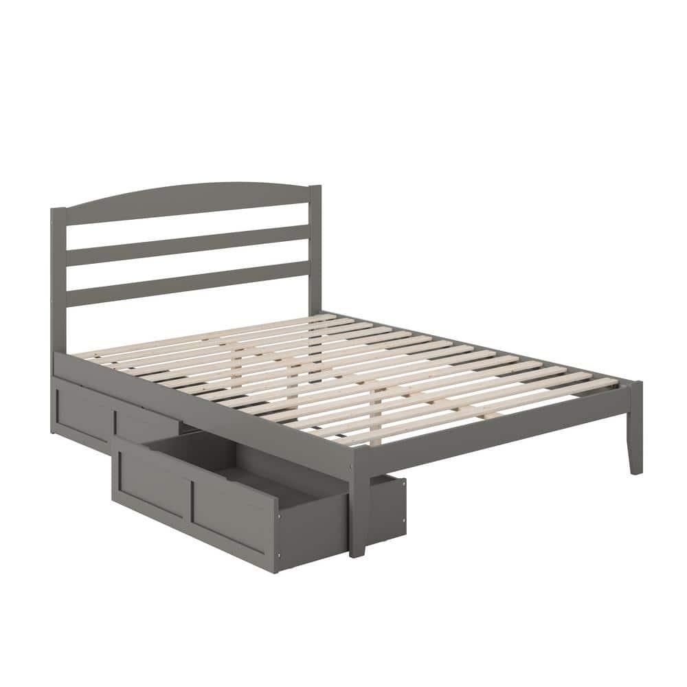 Warren Queen Bed with 2 Drawers in Grey