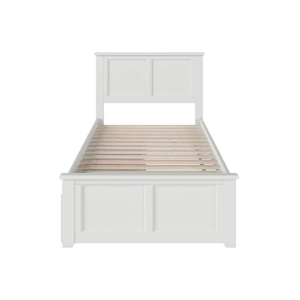 Madison White Twin XL Platform Bed with Matching Foot Board with 2-Urban Bed Drawers