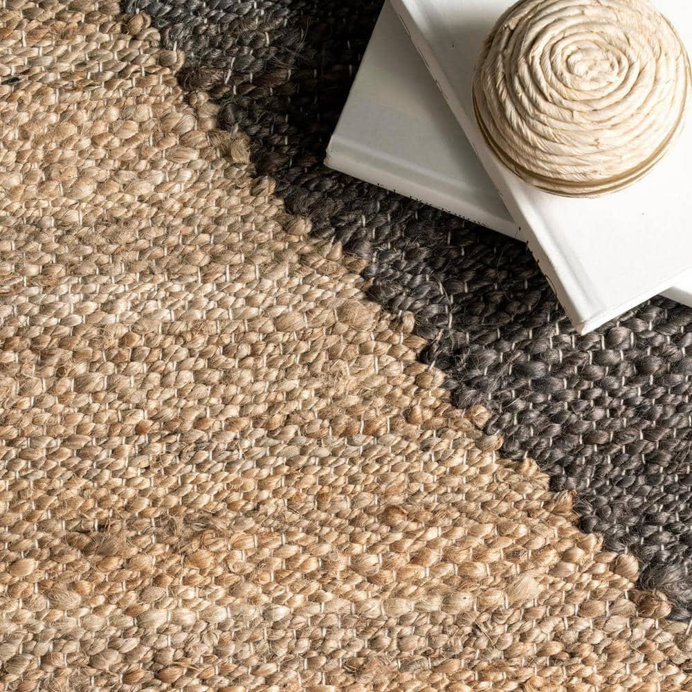 8'x10' Pandora Diamond Jute Area Rug Tan/Black - nuLOOM: Geometric Flat Pile, Handmade, Indoor, Rectangle
