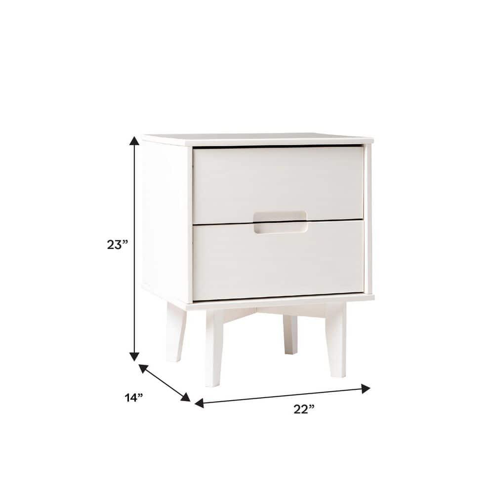 Preston 26"H Modern 2-Drawer Nightstand with USB Ports and Flared Legs