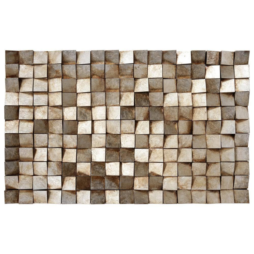 Empire Art Direct Textured 1 Metallic Hand Painted 3D Rugged Wooden Blocks Wall Art, 48" x 30"