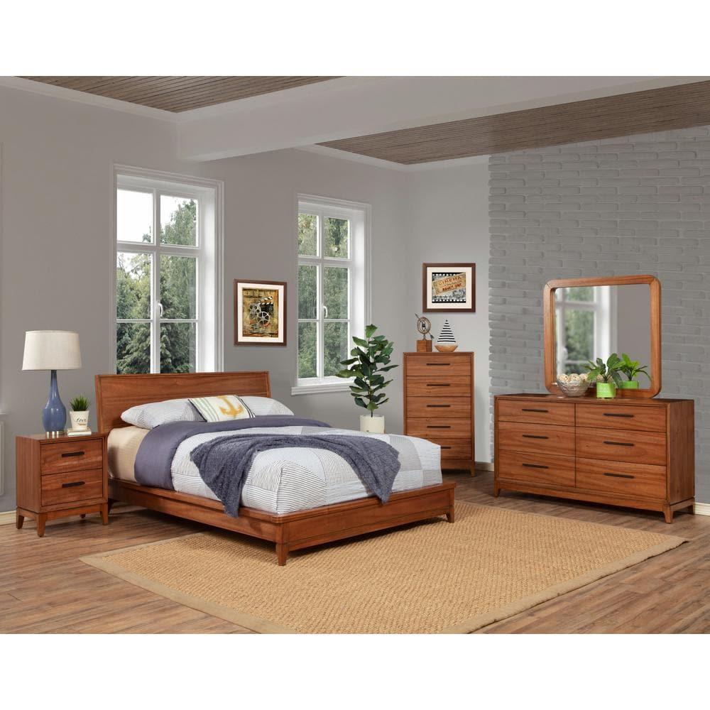 Origins by Alpine Nova Standard King Platform Bed in Honey Maple (Brown)