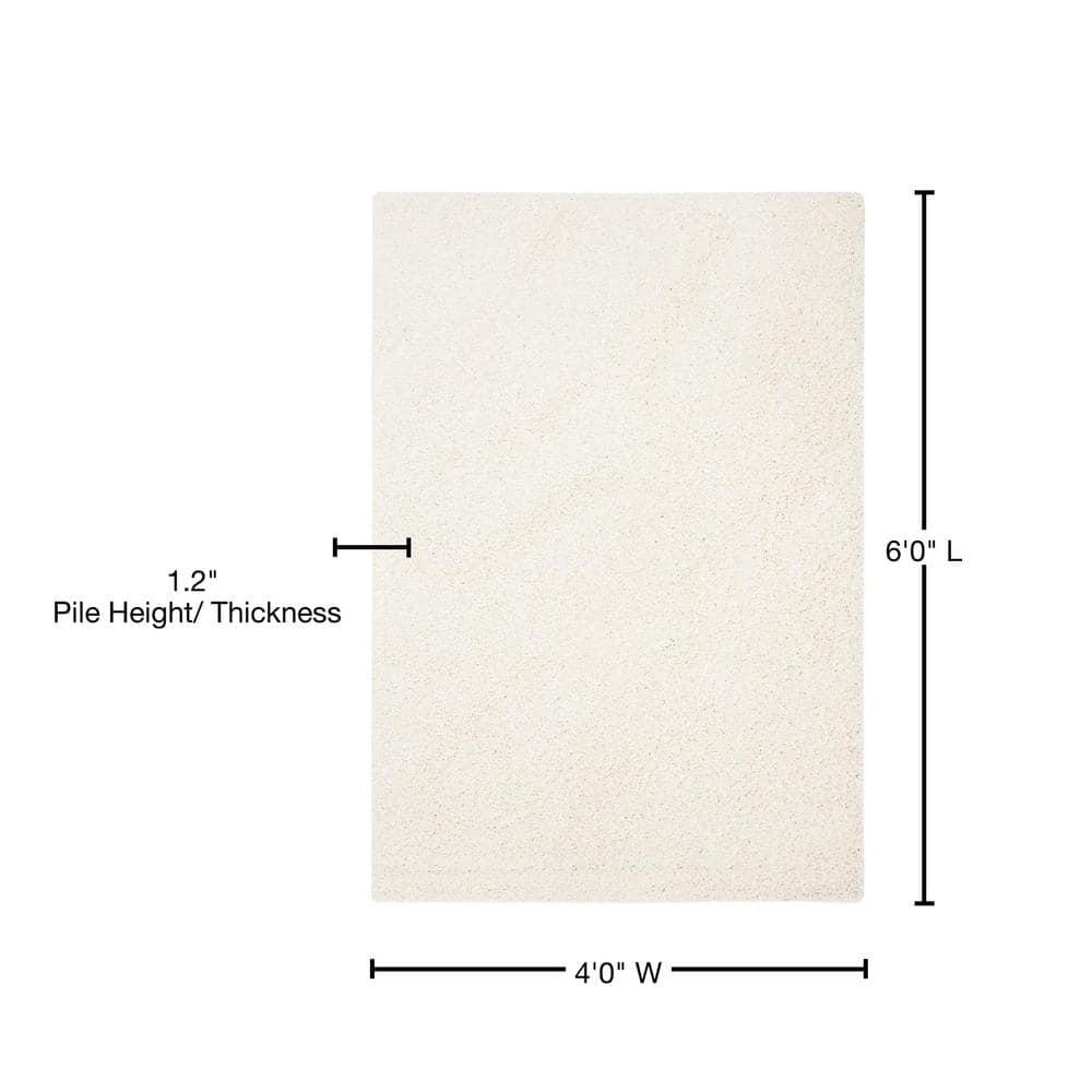 Primo Shag PRM300 Power Loomed Indoor Accent Rug - 4'x6' - Ivory - Safavieh