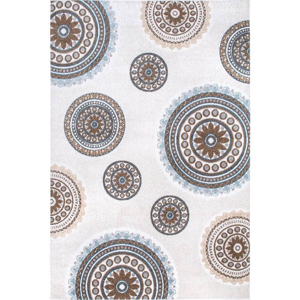 Nuloom Andi Geometric 7x9 Indoor/Outdoor Area Rug for Living Room Patio Deck Front Porch Kitchen, Beige/Brown