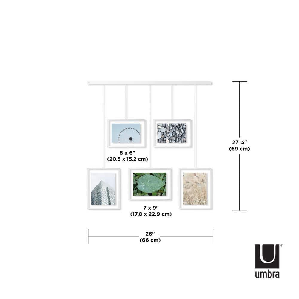 Umbra 27.38" x 26" Exhibit Gallery Multiple Images Display Frame White: Modern Wall-Mounted Steel, Holds 5 Photos