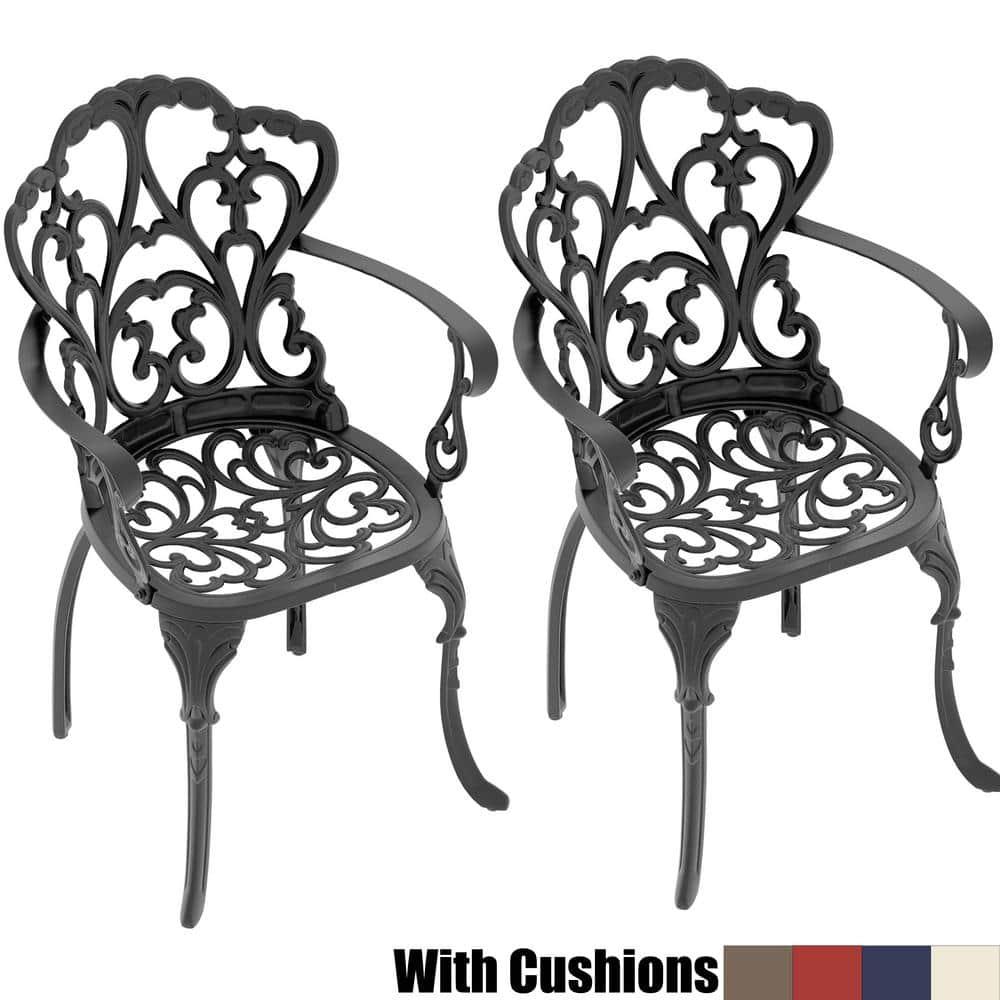 Deka Outdoor Cast Aluminum Dining Chairs, Set of 2, Shiny Copper